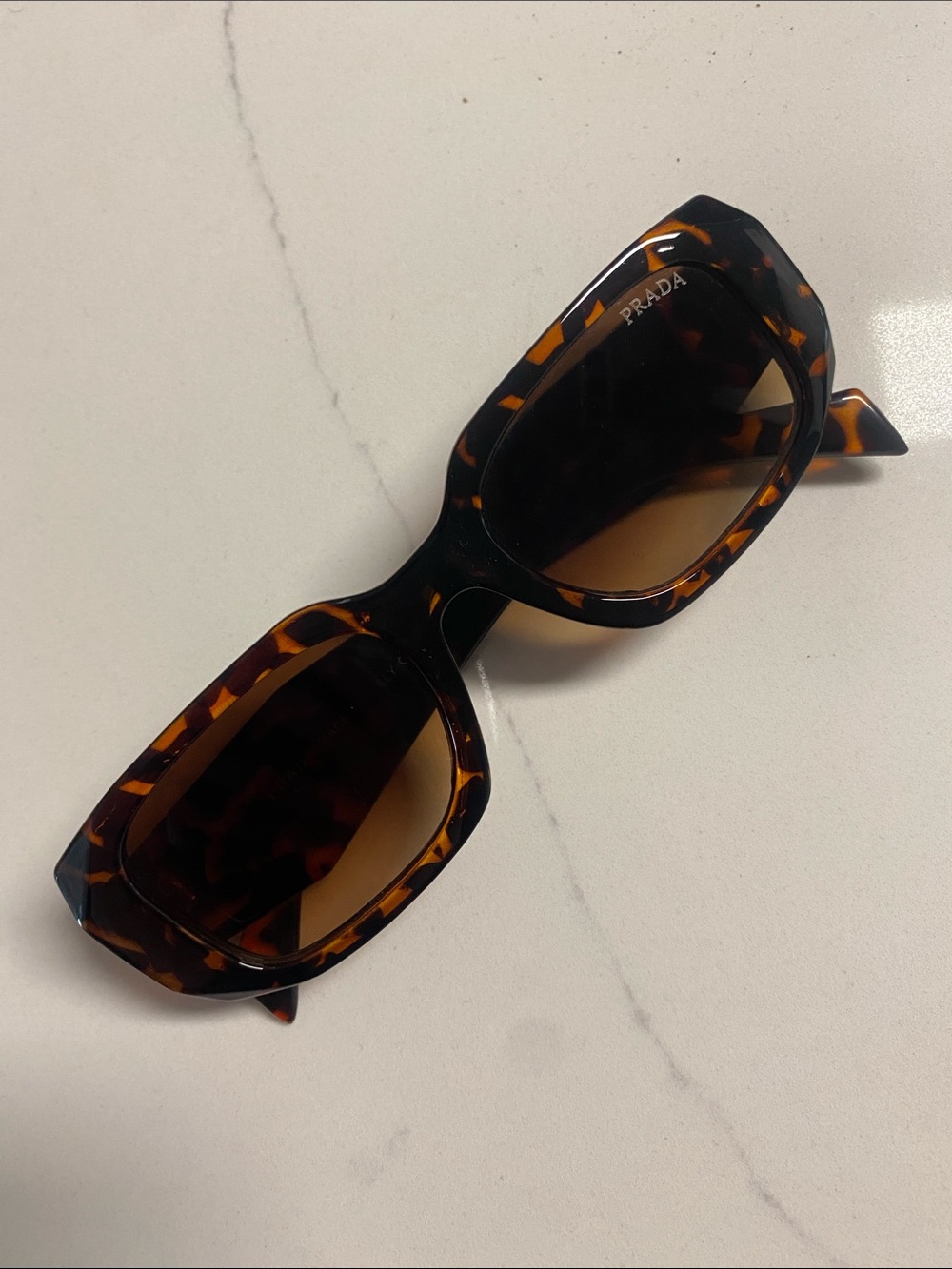 Prada Tortoiseshell Rectangle Sunglasses - Brown Gradient Lenses